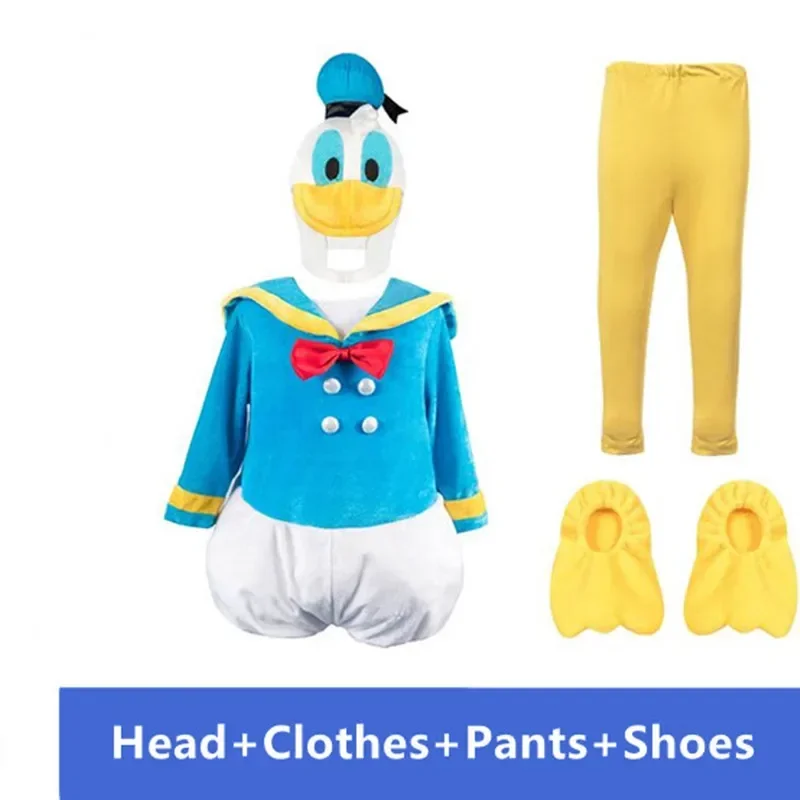 子供サイズドナルドダックコスプレ衣装漫画のマスコットキャラクターアニメステージショーの服パーティー衣装動物小道具マスコット