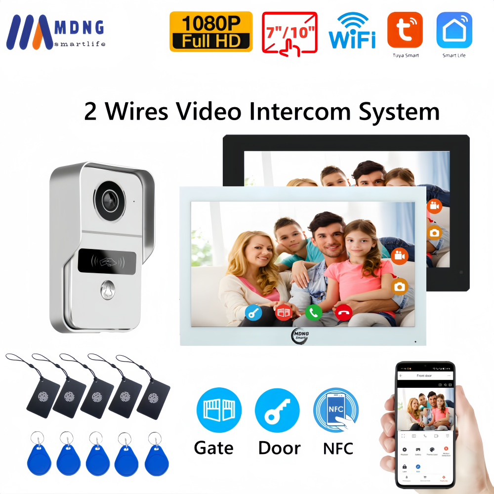 2 ワイヤーデジタルビデオインターホンシステム 7/10 インチワイヤレス WIFI ビデオドアホン Tuya スマート WIFI ドアベルカメラ家庭用アパート