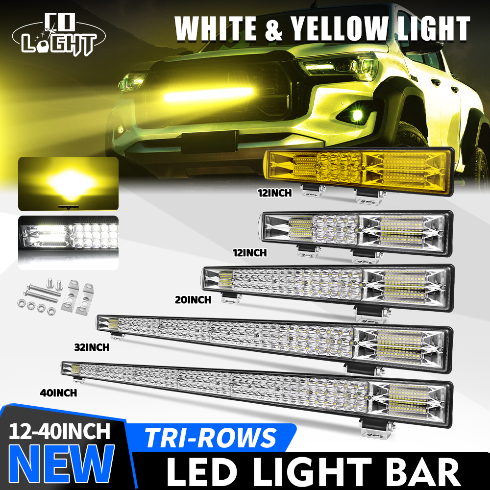 7D 12-40 インチ LED ライトバーオフロードドライビングライト 6000K 3000K コンボスポットフラッドビームワークライトバー 12v 24v オフロード使用 4x4