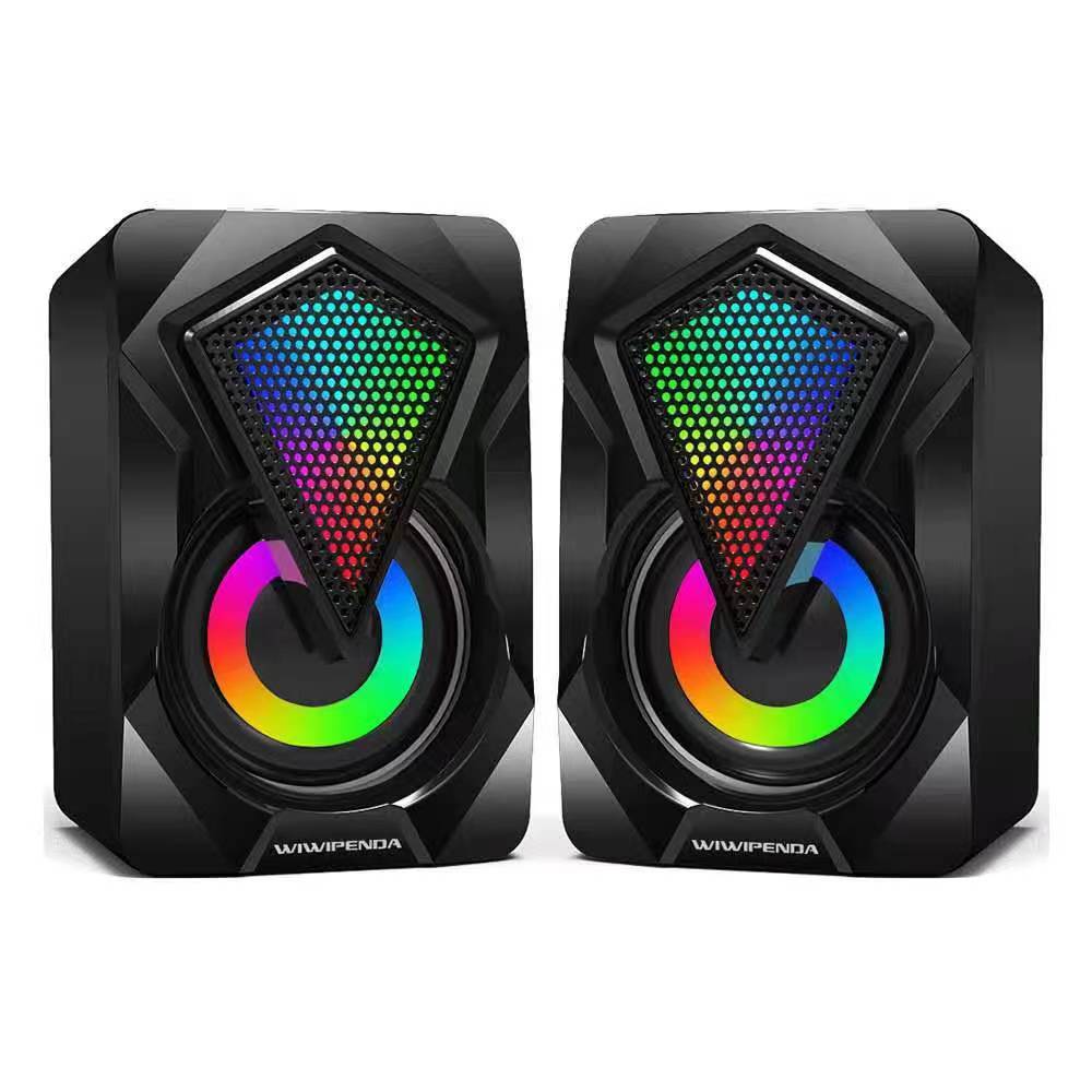 RGB コンピュータスピーカー PC サウンドボックス HIFI ステレオ USB 有線 3.5 ミリメートルオーディオインターフェイス LED ライト付きデスクトップコンピュータプロジェクター