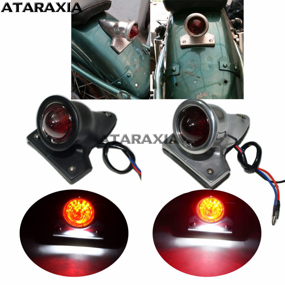 オートバイ LED レッドリアテールブレーキストップライトランプレトロリアテールライトカフェレーサーチョッパーボバー