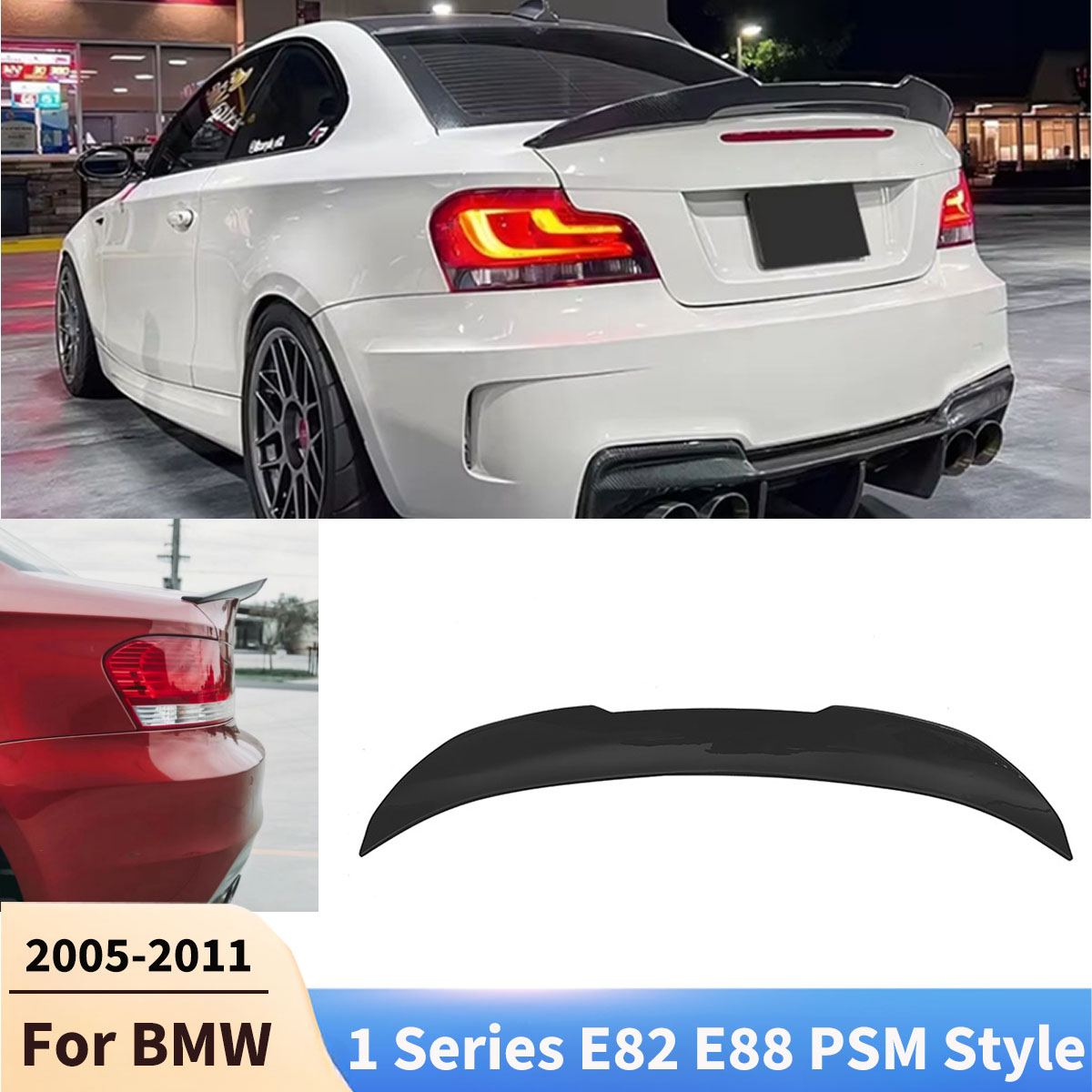 For BMW 1 Series E82 E88 125i 128i 135i Coupe PSM Style 2005-2011 Car Spoiler Wings Accessories Car Rear Trunk Tail Fin Tuning