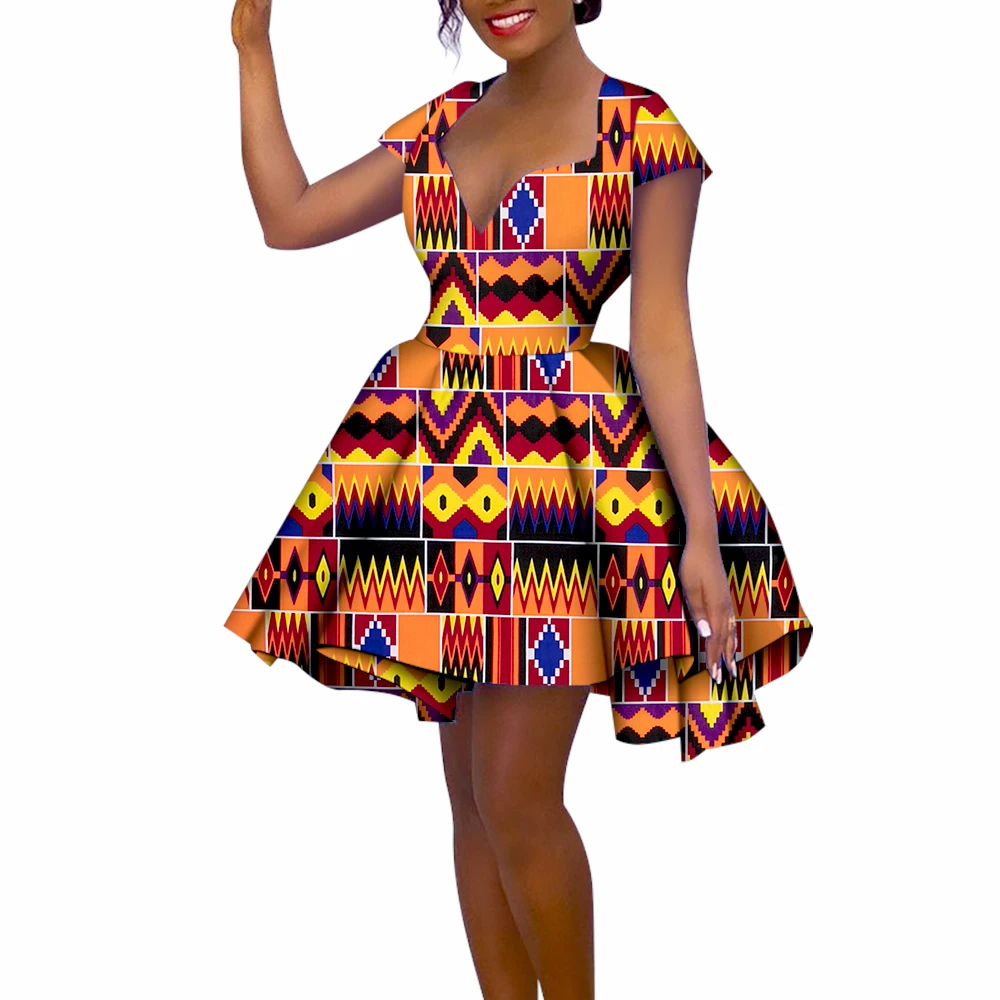 アフリカのドレス女性のための新しい夏半袖印刷ドレス Dashiki アンカラアフリカの女性の服夜会服 WY621
