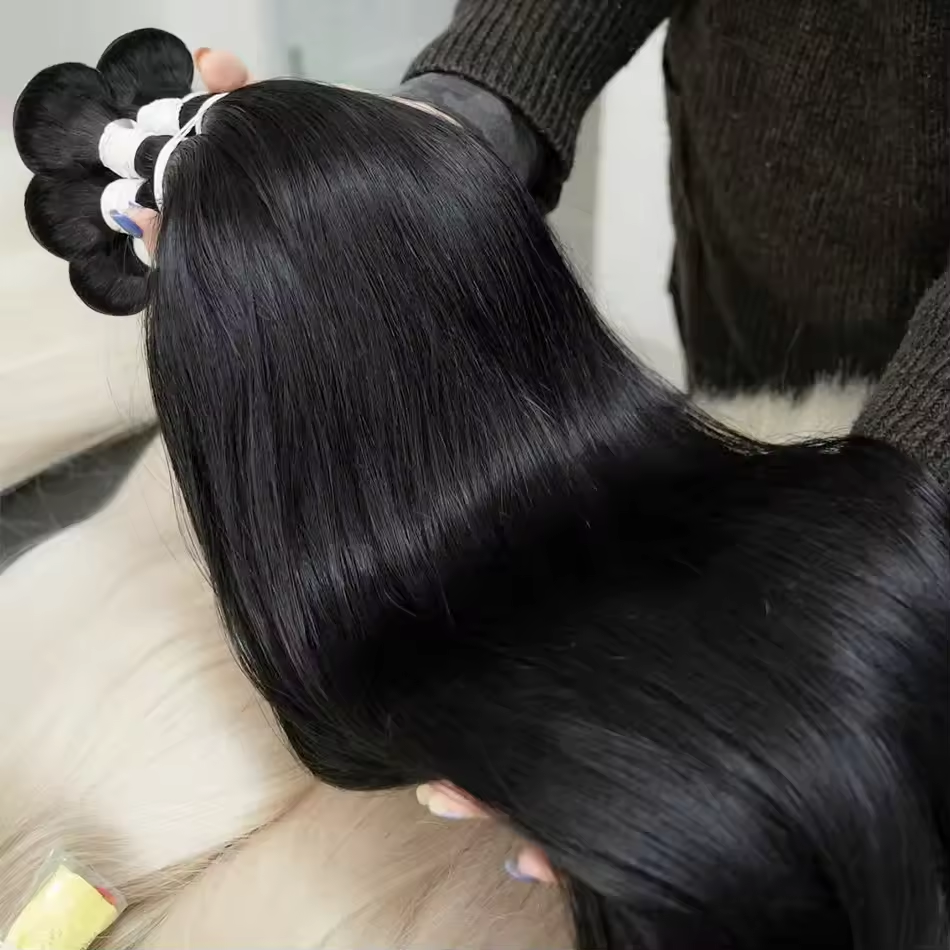 38 インチ ナチュラル ブラック ブラジル未処理バージン ストレート ヘアバンドル 厚くふっくら コンパクト ストランド 均一な質感 本物のストランド フィール ヘアエクステンション