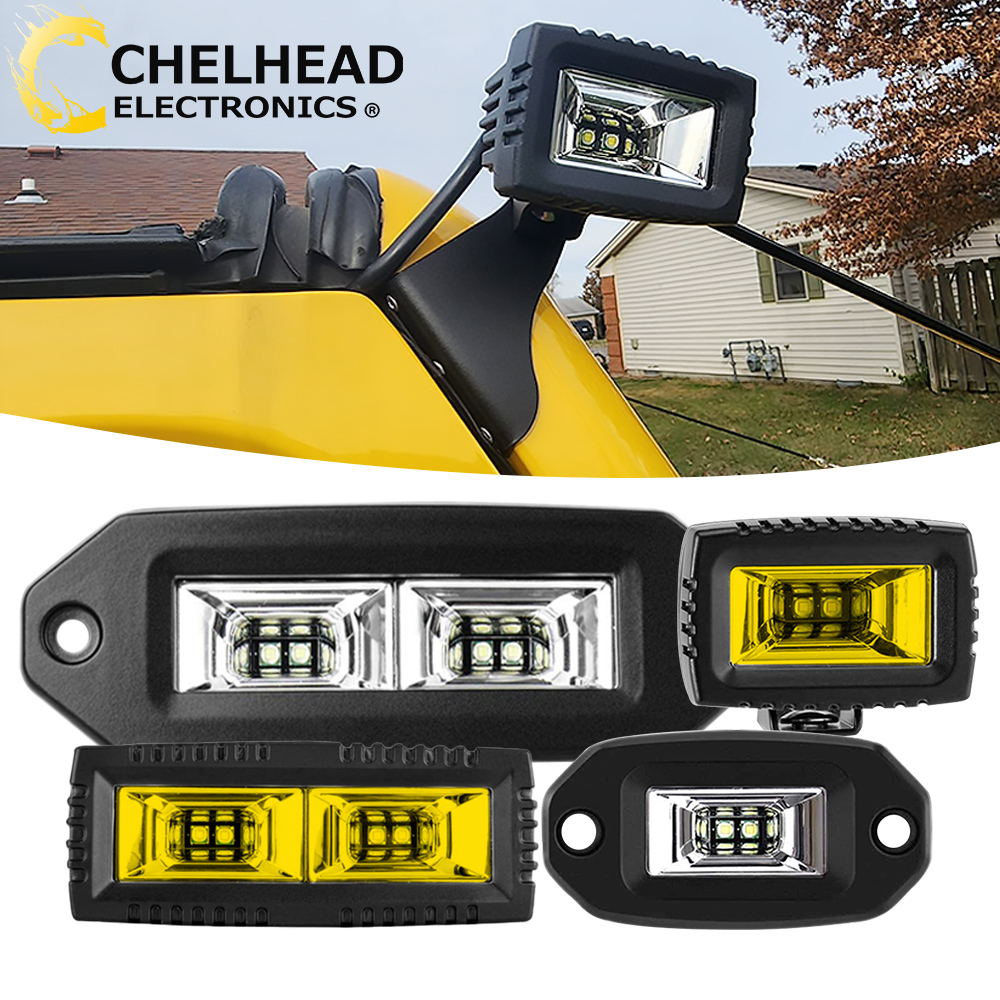 Led フラッドワークライト フラッシュマウントポッド バックアップフォグランプ 3000K 6000K 車の運転照明 オフロード 4x4 ピックアップトラック SUV UTV RV