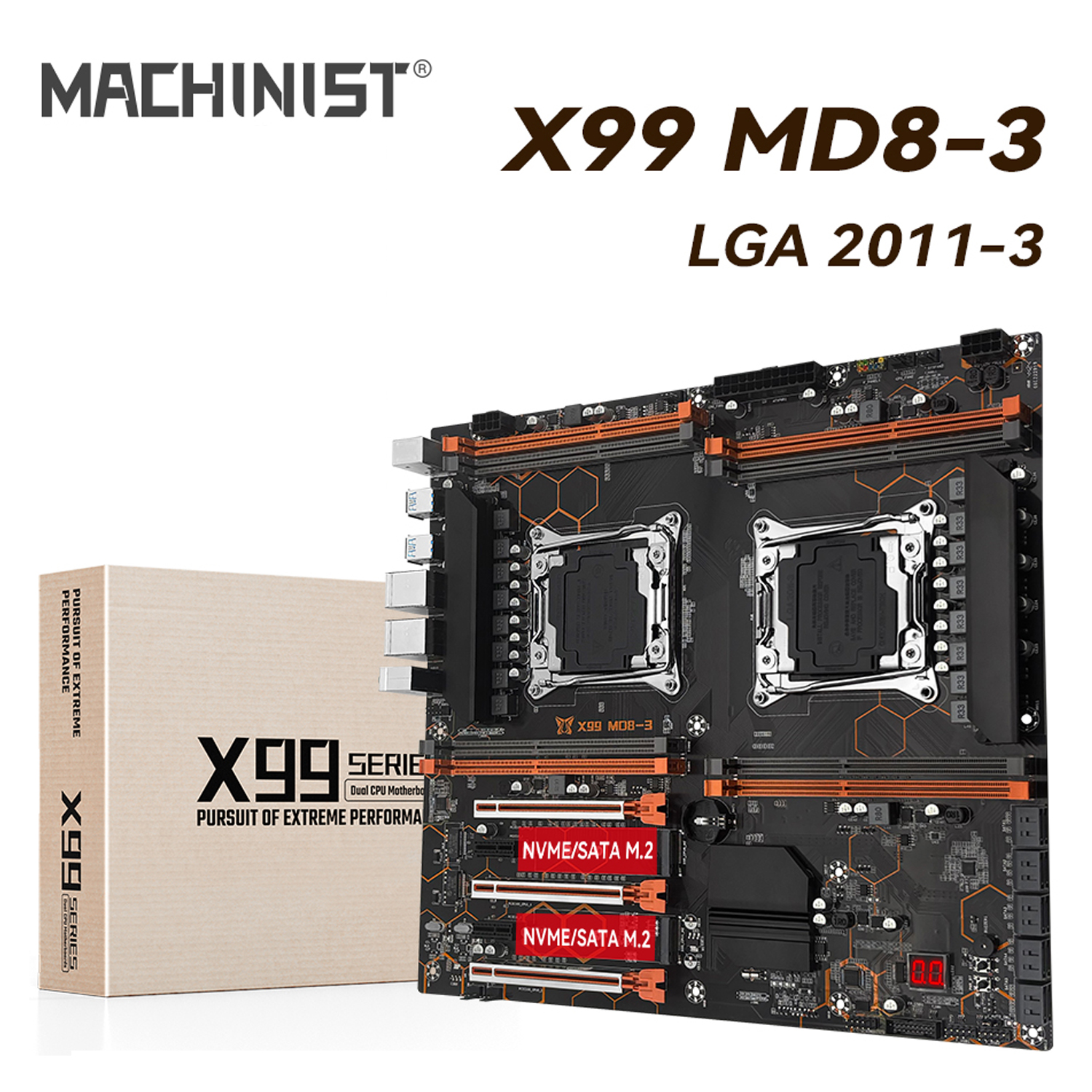 MACHINIST X99 デュアル CPU マザーボード LGA2011-3 サポート Intel Xeon E5 2629 2649 2666 2673 2678 V3 2696 V3 CPU DDR3 RAM メモリ MD8-3