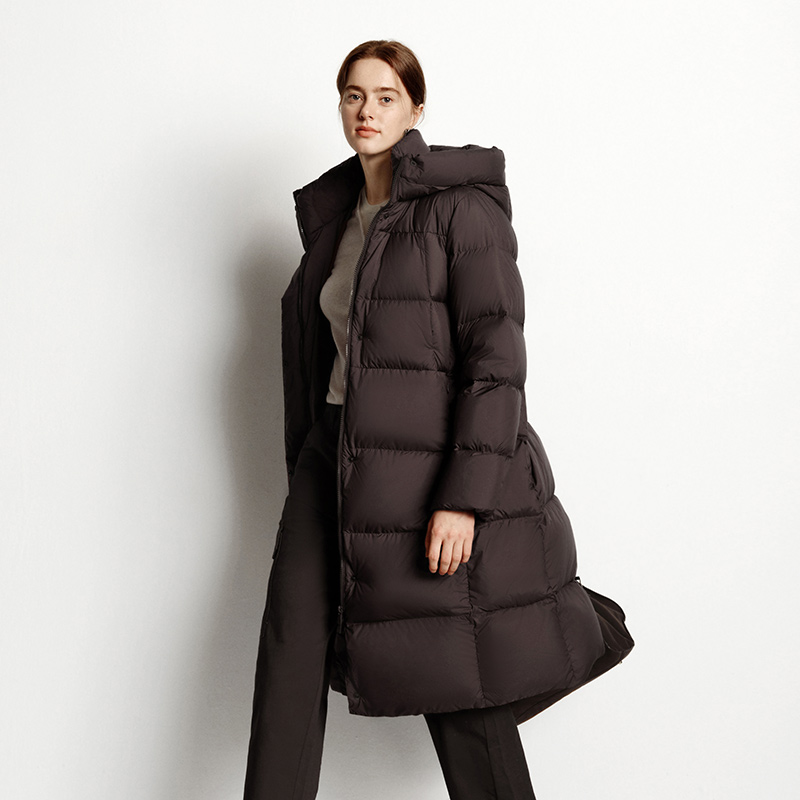 Semir ダウンジャケットの女性の冬ロング 90% ダックダウン防水防油防汚 2026 新しい固体フード付き冬の女性の服