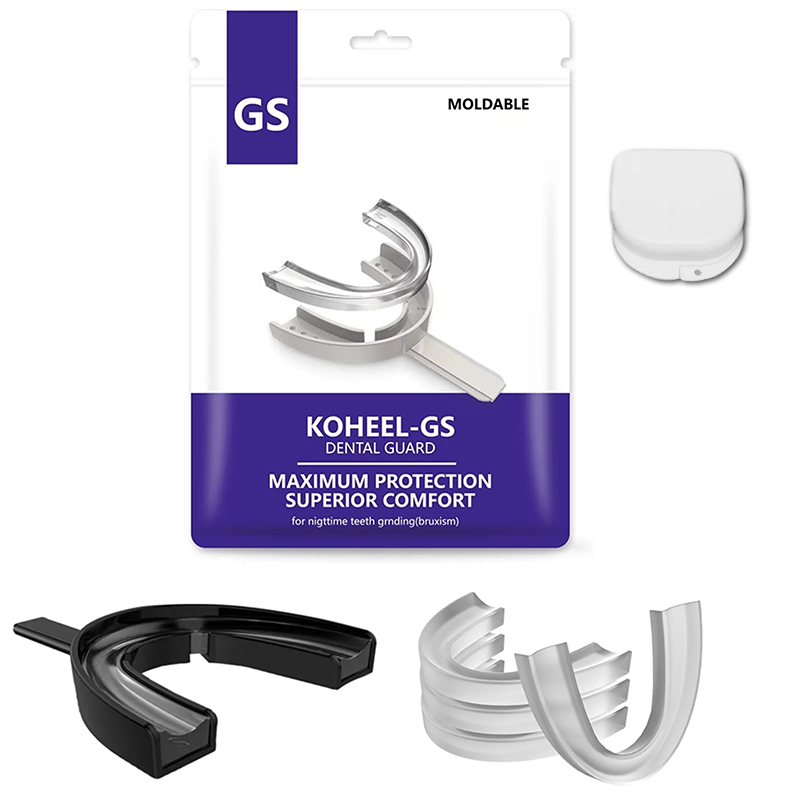 抗歯ぎしり成形可能マウスガード 5 個歯科ブレース Koheel-GS 睡眠のための夜間歯研削 2 サイズ 成形トレイとボックス付き