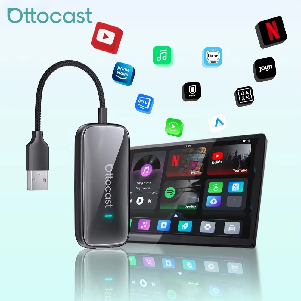 Ottocast Play2Video 超ワイヤレス CarPlay 車マルチメディアスマートボックス高解像度 1080P ローカルメディア再生ポータブル WiFi6 VW 用