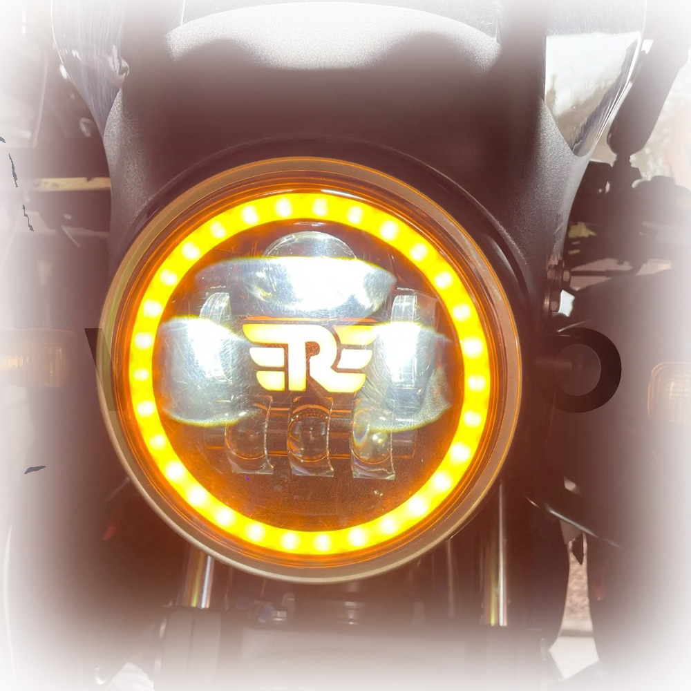 7インチオートバイLEDヘッドライトハイ/ロービームターンシグナルランプDRLモトライトロイヤルエンフィールドヒマラヤオートバイヘッドランプ用。