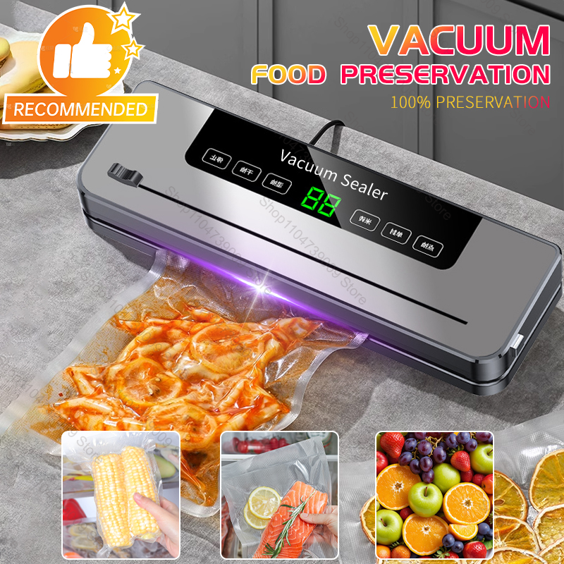 電動真空シーラー内蔵カッターキッチン食品保存シールタッチボタンドライ/ウェット食品シール真空包装機