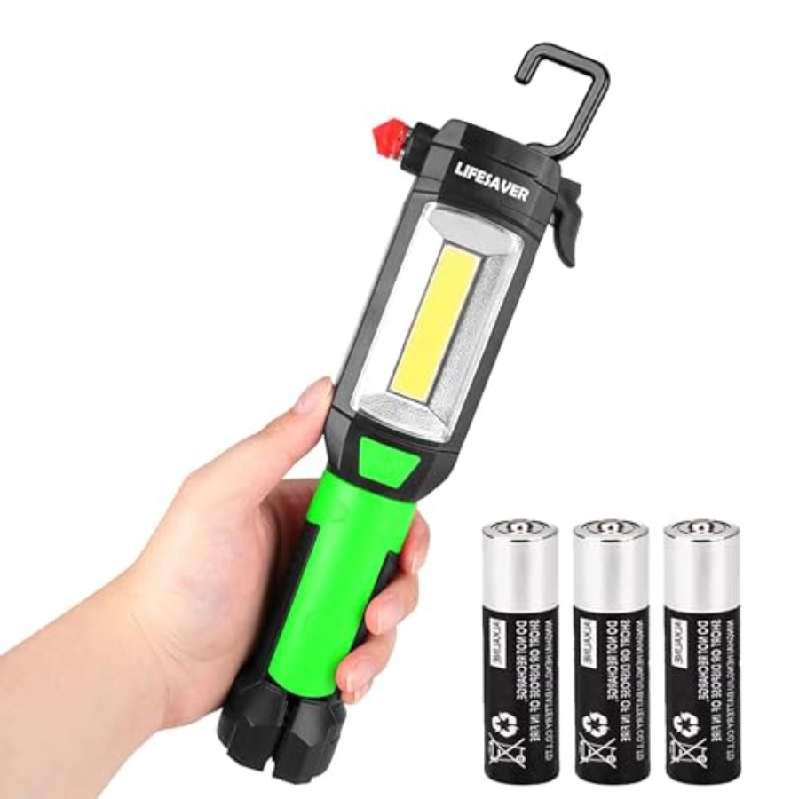 9-in-1 緊急自動ツール LED 懐中電灯付き多機能車用懐中電灯キット 3 つの照明モード、窓ガラス破壊