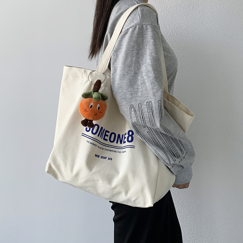 レターインキャンバスバッグ学生ハンドバッグブックバッグ大容量ショルダーバッグ十代の男性女性ショッピング仕事コンピュータ