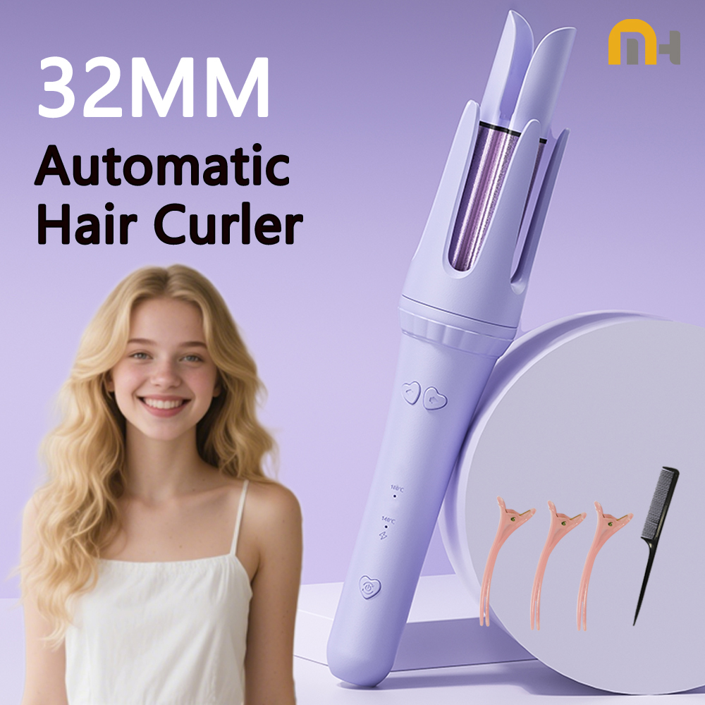 ヘアカーリングアイロン 32 ミリメートルカーラーワンドプロフェッショナルカーリートングセラミック電気サロンスタイリングツール小型圧着アイロン