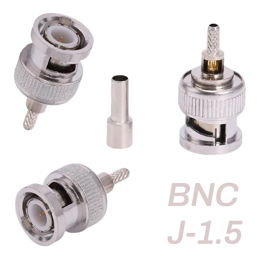RF コネクタ圧着ニッケルメッキ BNC-J-1.5 アダプタ同軸ケーブル RG174 RG316 LMR100