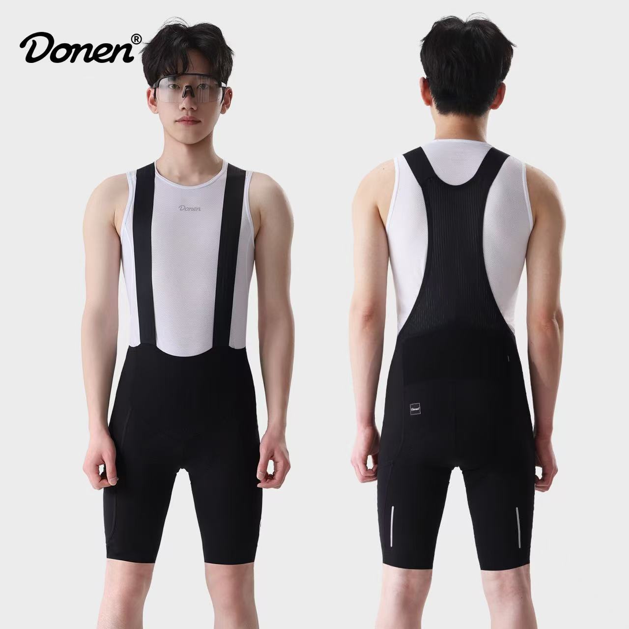 DOENEN メンズ プロフェッショナル 通気性 サイクリング ビブ 高弾性サポート ショーツ 滑り止めフィット 衝撃吸収 反射ショーツ