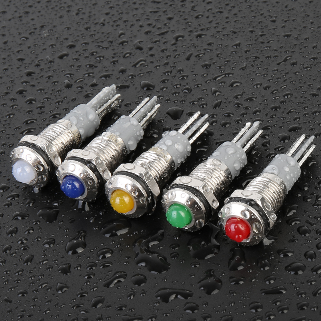 ABILKEEN 20 個 8 ミリメートル金属 LED インジケータライトボール/平面工業用信号パイロットライト IP65 防水 LED パイロットランプ