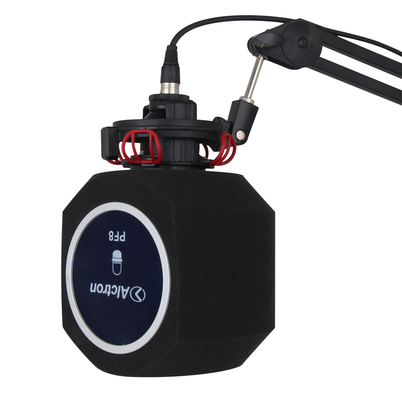 Alctron PF8 ポータブル防風ノイズ低減スクリーン、プレミアムノイズ低減フォームと一体型スプレーカバー付き