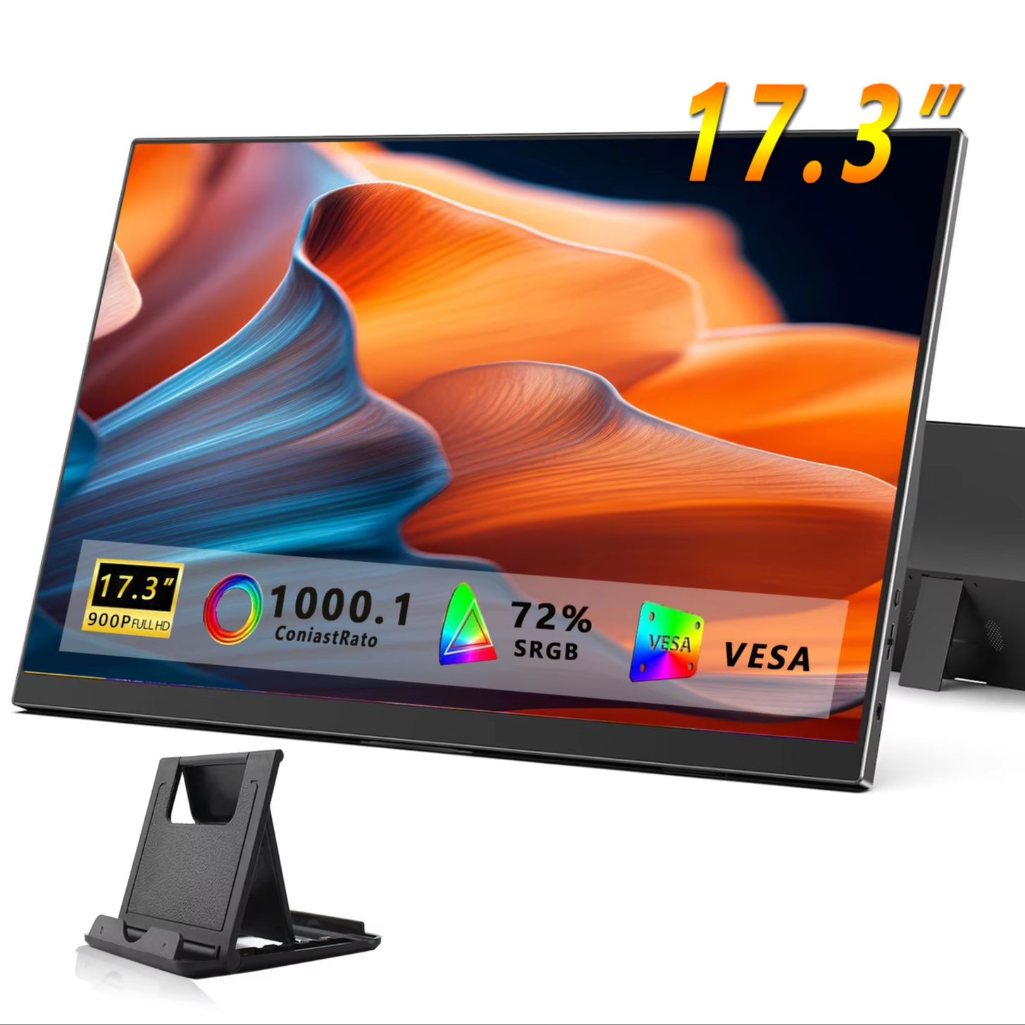 17.3 インチポータブルモニター 72%sRGB 1600*900P HD IPS タイプ C ミニ HDMI 付きラップトップ電話 TV Mac PS4/5 XBox PC PS Dack スイッチ