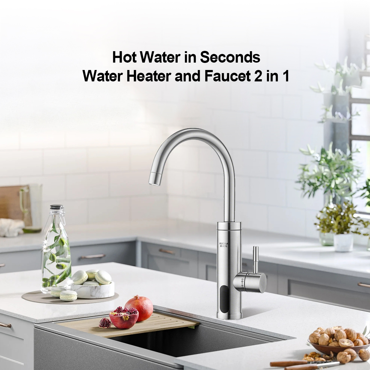3000 ワット電気温水器浴室キッチン蛇口タンクレス給湯器タップ流れる電気蛇口温度表示付き