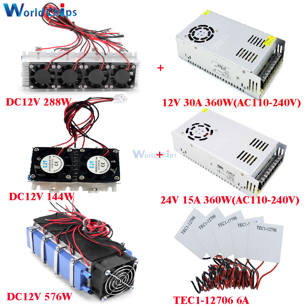 DC12V 144 ワット 288 ワット 576 ワット半導体冷凍チップ電子クーラーミニファン TEC1-12706 熱電ペルチェクーラーシステム