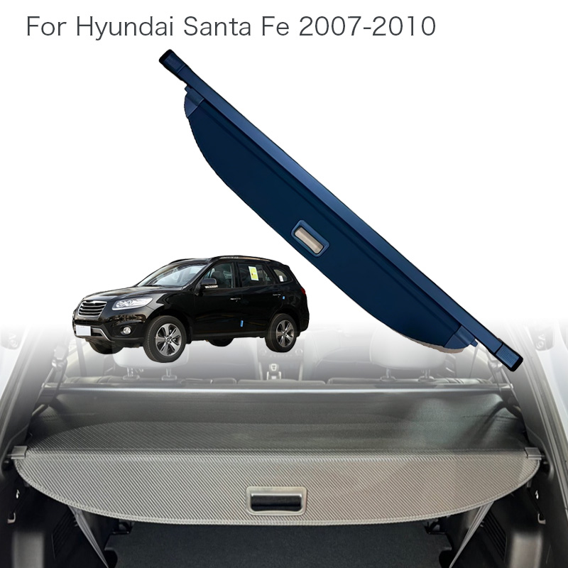 自動トランクカーテンオーガナイザーカバーヒュンダイサンタフェ 2007-2010 車の貨物カバートランクリアラック荷物収納プライバシー