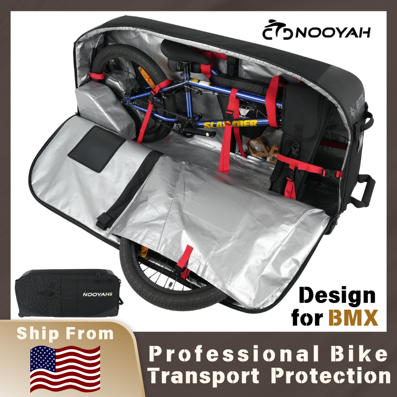NOOYAH BMX バイクトラベルバッグ 18–20 インチ自転車輸送ケース ホイール付き 900D 折りたたみ式自転車キャリーバッグ 保護カバー付き