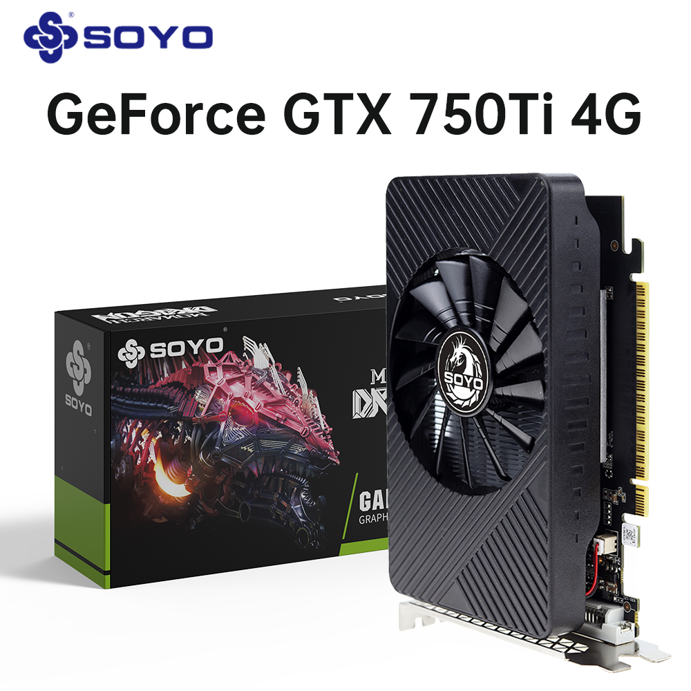 SOYO Geforce GTX 750Ti 4GB グラフィックカード GDDR5メモリ GPU 128ビット PCI-E 3.0 VGA DVI ゲーミングビデオカード（コンピューターコンポーネント用）