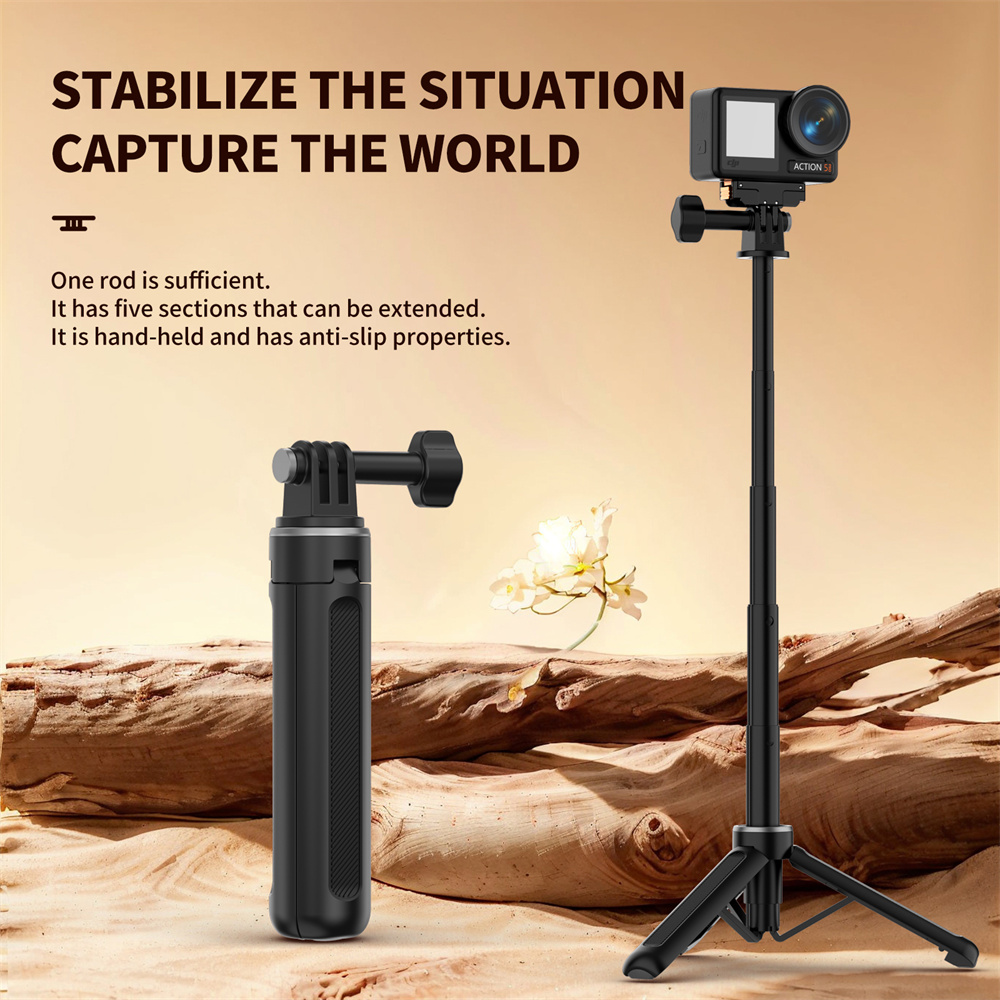 ミニ拡張可能な三脚折りたたみ式三脚一脚 Go3/3s、Insta360 X4/X3/X2、Pocket 3、ACTION ACE Pro、ONE シリーズ、アクションカメラ用