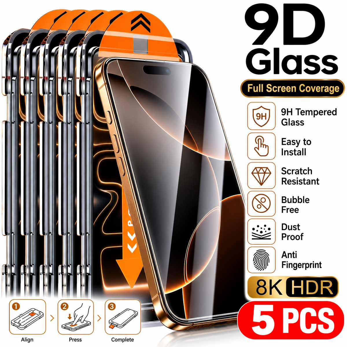 5 個 iPhone 18 17 プロマックス HD 強化ガラスダストフリースクリーンプロテクター iPhone 16 14 11 13 12 15 空気 16e ミニ XS XR 8 プラス