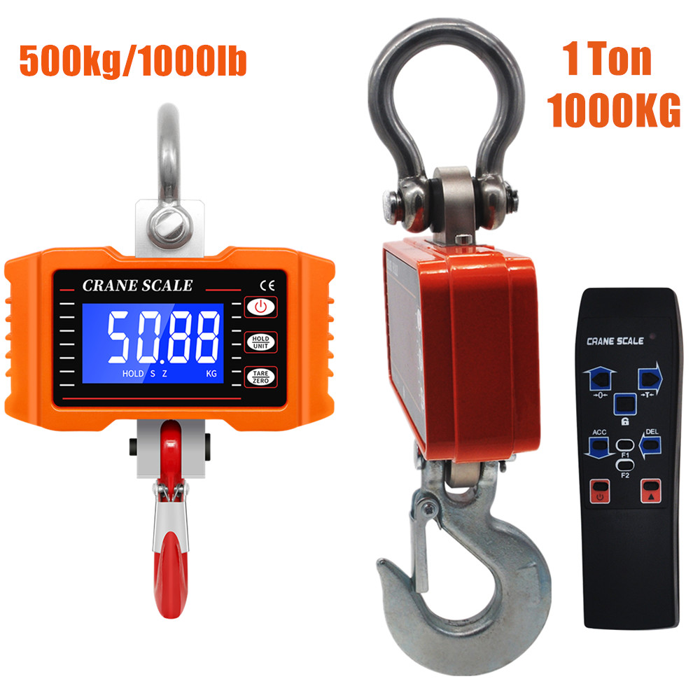 クレーンスケール 1000KG 1 トン 2000 ポンドデジタルスケール 500kg/1000lb LCD 高精度工業用ヘビーデューティフック吊りスケールバランス