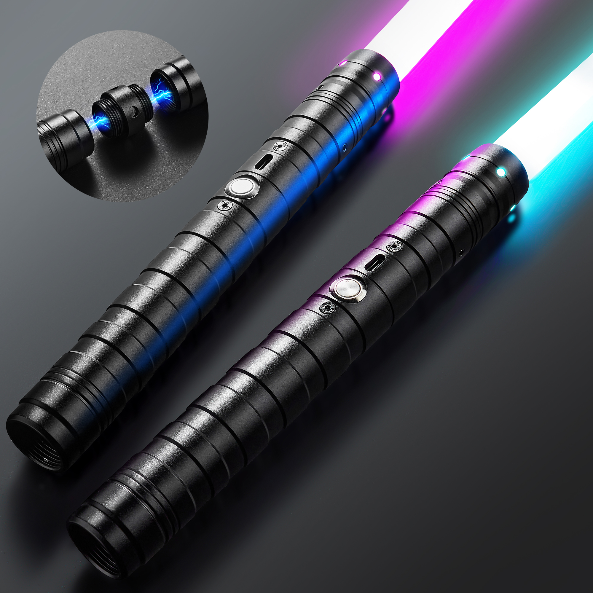 RGB メタルライトセーバー決闘スムーズスイング剣セイバーデルース 7 色変化音点滅おもちゃ