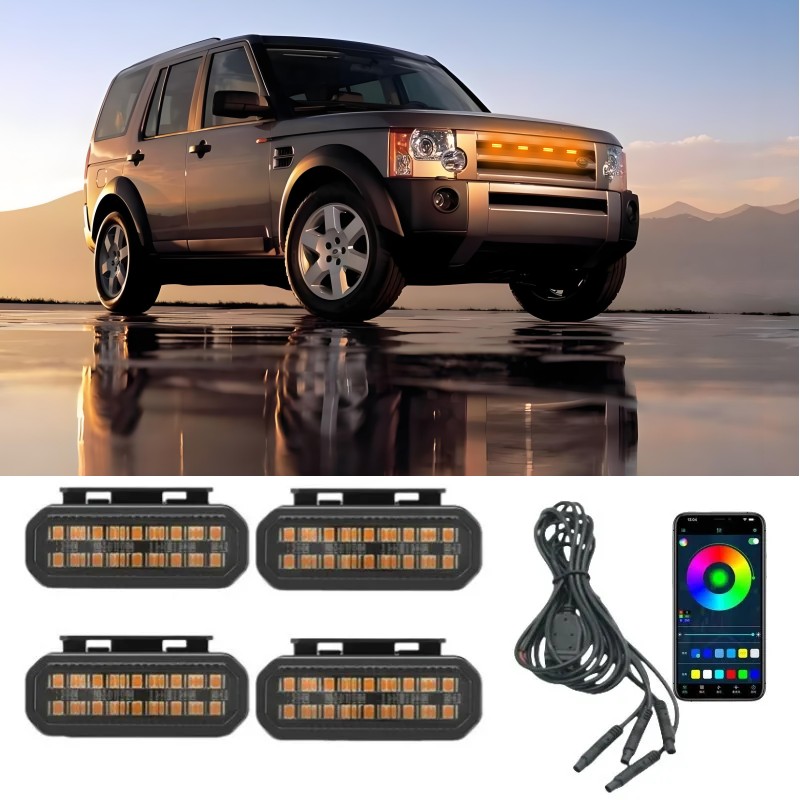 LED フロントグリルライトランドローバー LR3/LR4 車のデイタイムランニングライトホイール眉毛ランプ 12V