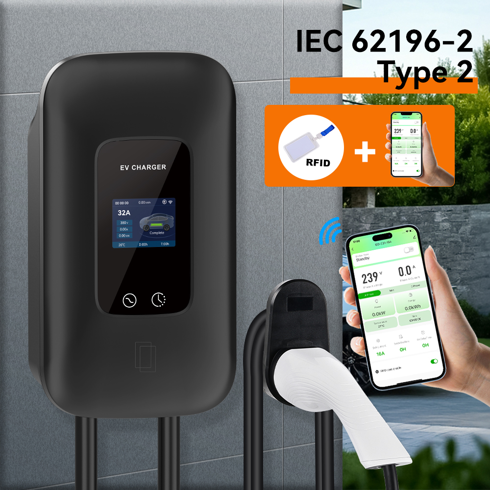 IPENGEN Type2 EV 充電ステーション 32A 7KW 充電ステーション 11KW 22KW 3 相 IEC 62196-2 EVSE ウォールボックススマートワイヤレス APP 制御