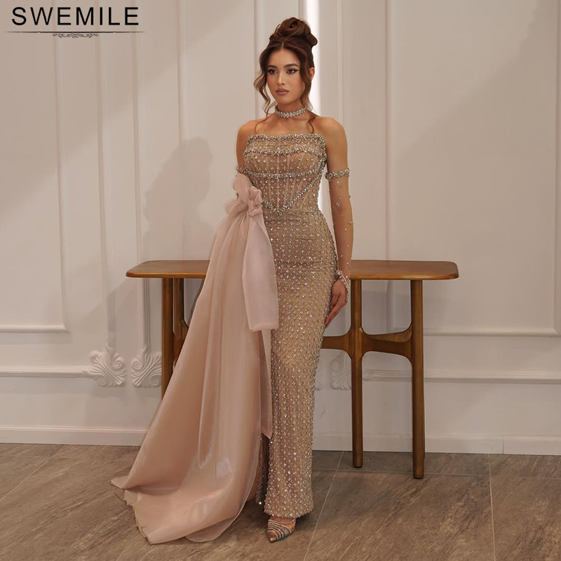 SWEMILE 高級ダイヤモンドストラップレスイブニングドレス 2025 マーメイドフォーマルオケージョンドレスウェディングパーティーウエディングドレス Vestidos De Cóctel