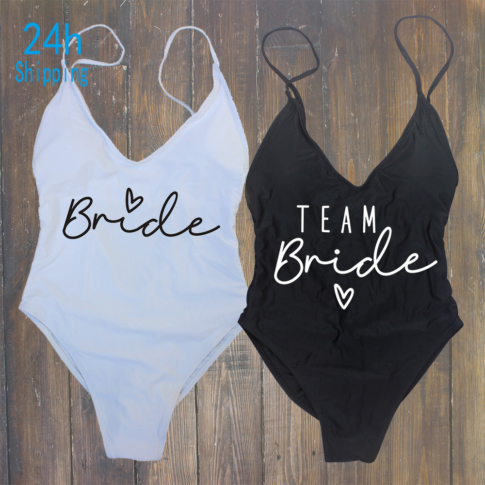S-XL Padded Hen Party Swimsuit Team &Bride Female One-Piece Bathing Suit Women Swimwear Bachelorette Party Monokini Beachwear
