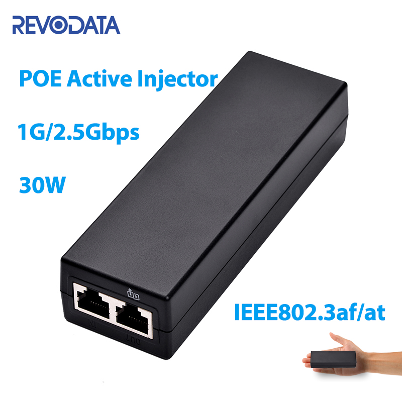 REVODATA 2.5ギガビットPOEインジェクター100/1000Mbps/1G/2.5G互換IEEE802.3af/at POEデバイス用アクティブ電源出力54V
