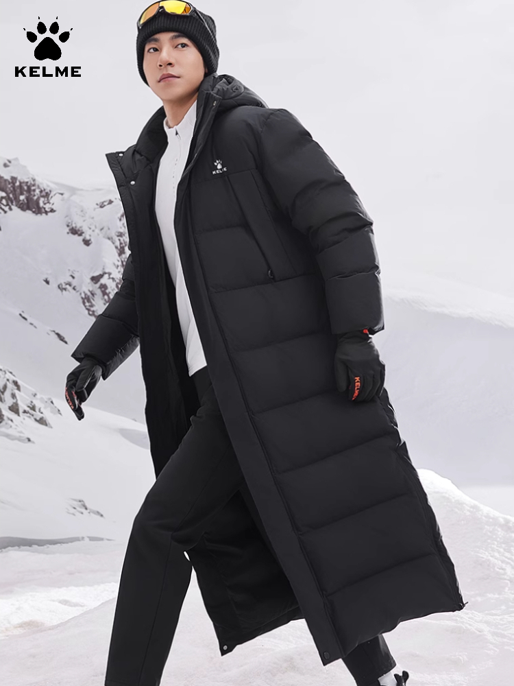 Kelme 拡張ダウンジャケット 2024 冬フード付きスポーツ厚く暖かいコート屋外防風ジャケット防雪綿ジャケット