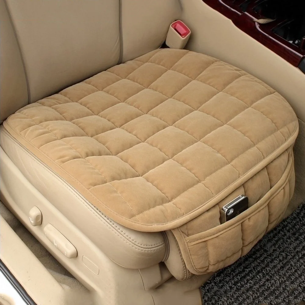 ユニバーサル冬暖かいカーシートカバークッション滑り止めフロントチェアシート通気性パッドカーシートプロテクター車用シートカバー