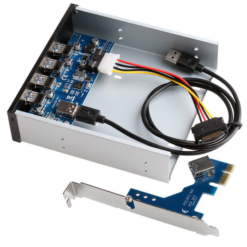 4ポートUSB 3.0フロントパネルスプリッターハブUSB 3.0 PCI Express PCI-Eカードアダプター5.25インチフロントパネル拡張ベイ（PCコンピューター用）