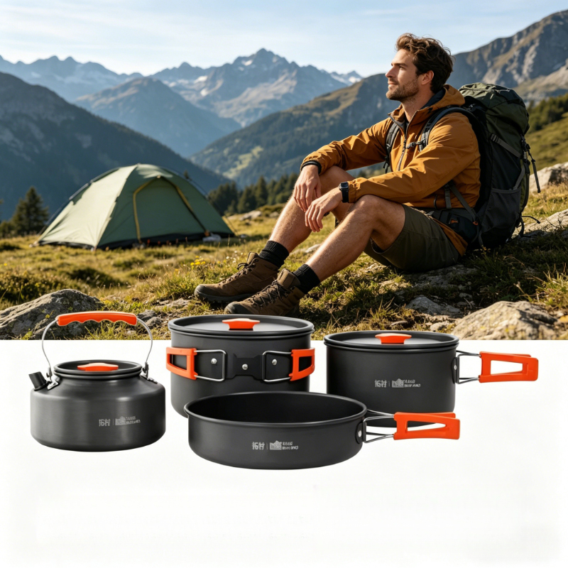 10 個の高品質キャンプ調理器具セットノンスティックポットティーポット付き屋外ポータブル食器キット旅行ピクニックハイキング用