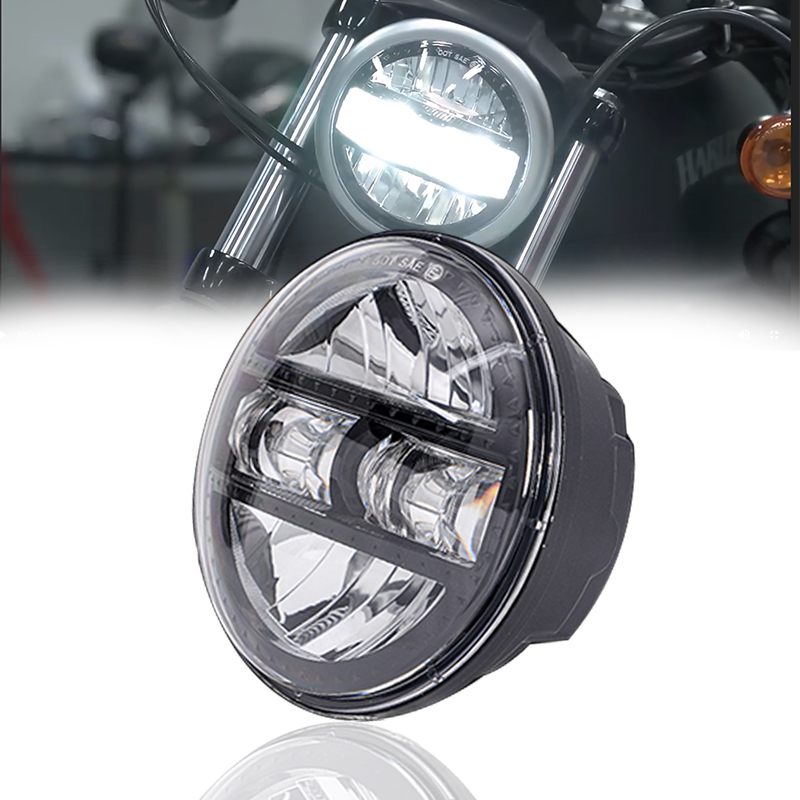 5.75 "インチラウンド LED ヘッドライトハローリングホワイト DRL ブラック/クロームホンダシャドウ VT 600 700 750 1100 VTX 1300 1800