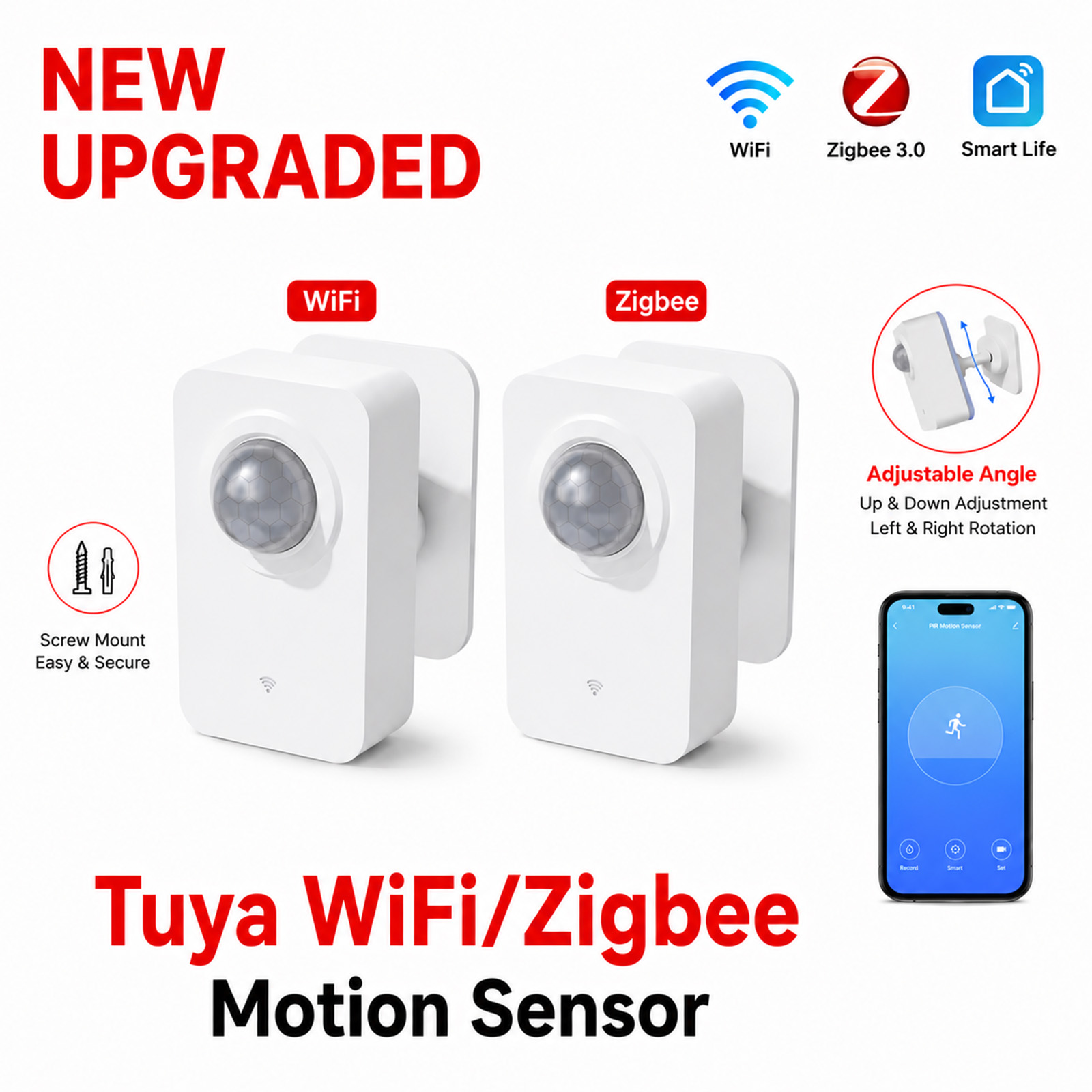 Tuya WiFi Zigbee PIR モーションセンサー人体赤外線検出器スマートホームセキュリティアラームアプリリモートモニター Alexa と連携