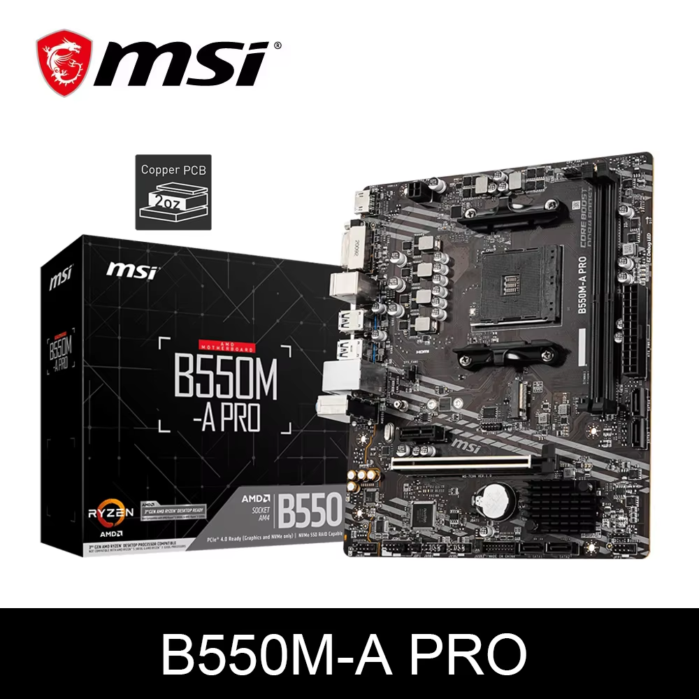MSI B550M-A PRO AMD ゲーミングマザーボード AM4 DDR4 M.2 Ryzen CPU R3 R5 R7 5000 をサポート