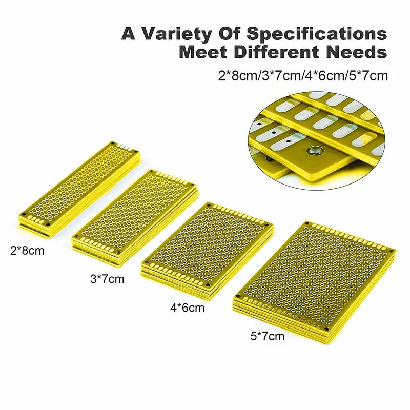 20 ピース/ロット PCB プロトタイプボード Prototboard ユニバーサルストリップボードプロトタイピング Veroboard 2x8 3x7 4x6 5x7 5 個各ミックスイエロー