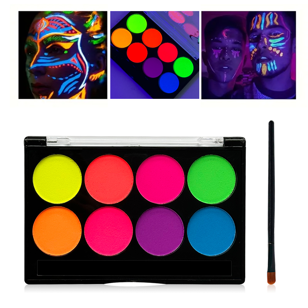 8 色グロー蛍光ネオンオイル顔ボディアートペイント UV グロー油絵ハロウィンパーティー仮装美容メイクアップ化粧品
