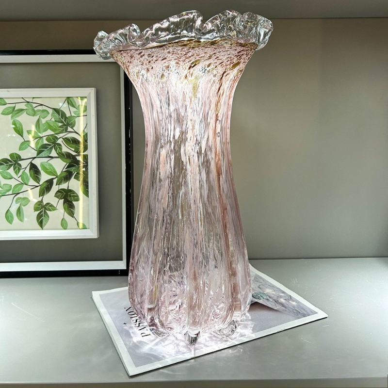 モダンライトラグジュアリーハイエンドセンス重厚花瓶モデルルームアートフラワーアレンジメントホームオフィス波口アート飾り
