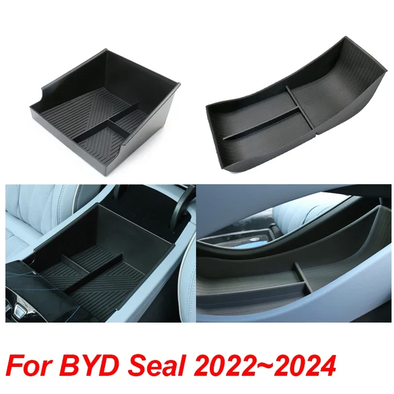 車のオーガナイザーボックス BYD シール Atto 4 EV 2022 〜 2024 2023 ホルダー雑貨パッキング中央アームレスト制御収納トレイアクセサリー