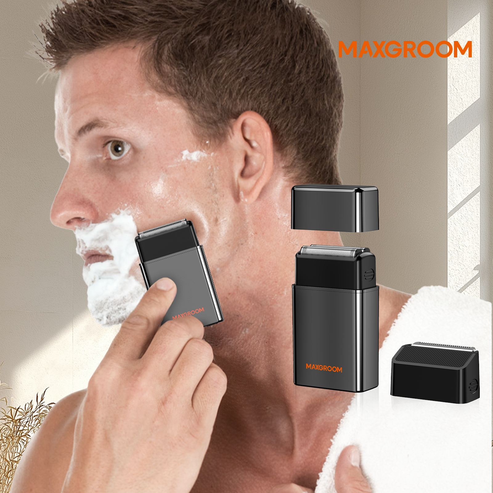 MAXGROOM ホイルシェーバー男性用充電式電気かみそり IPX6 防水ダブルシェーバーポータブルミニひげシェーバーひげトリマー