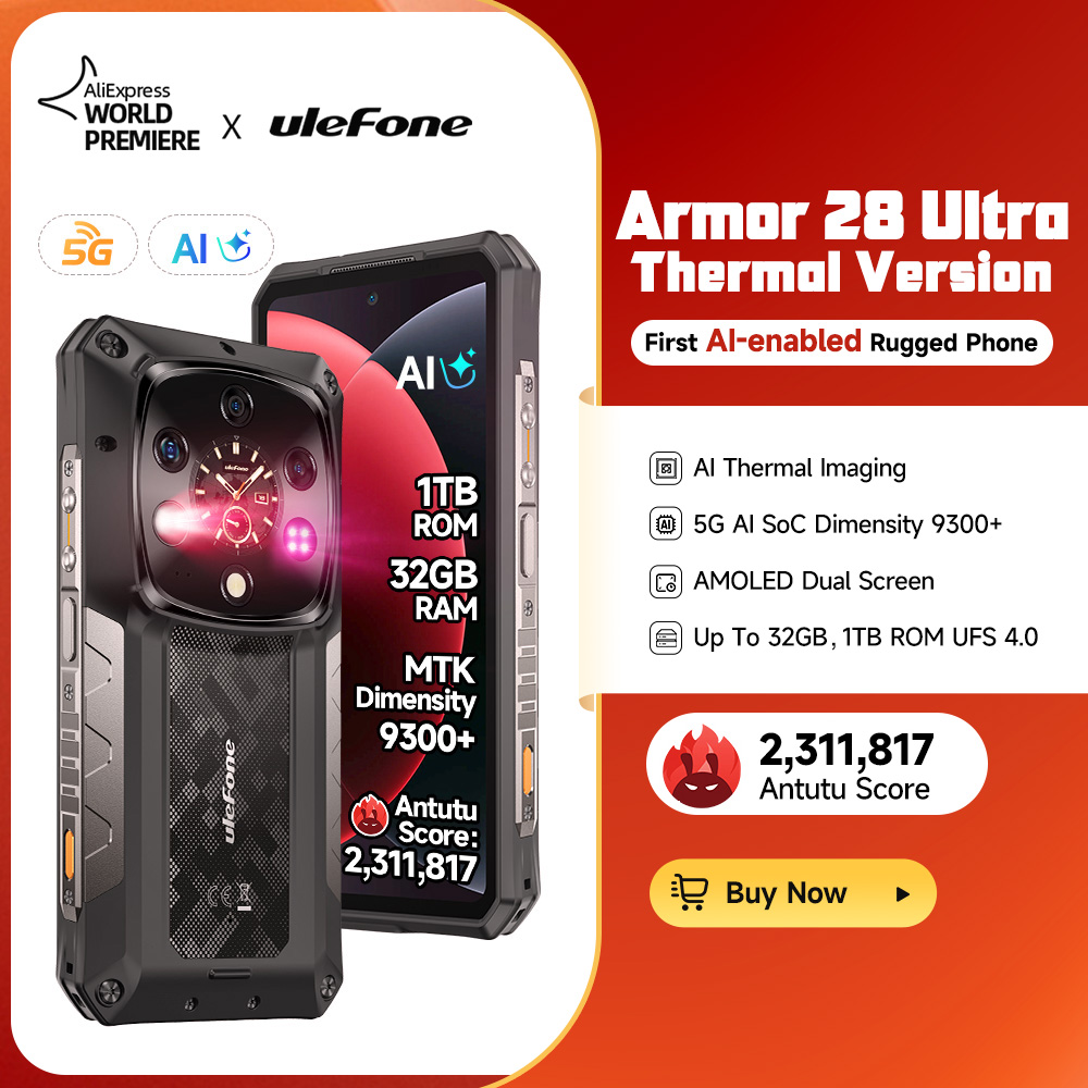 Ulefone AI Armor 28 Ultra 5G サーマルイメージング頑丈な電話 MTK Dimensity 9300 AMOLED Android スマートフォン 1TB ROM 携帯電話